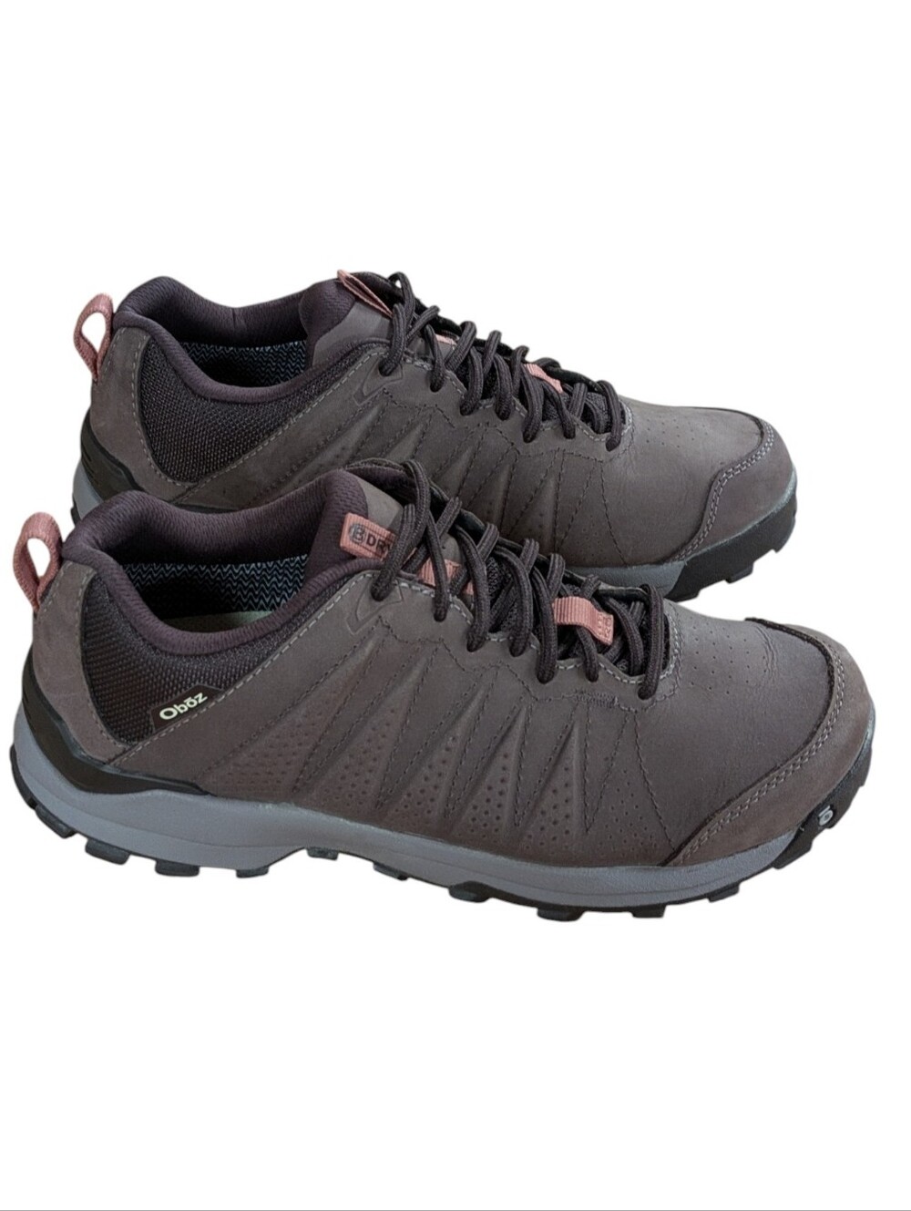 Oboz Womens Sypes Low Leather B-DRY Hiking Shoes Peppercorn Size 9 - Picture 2 of 13